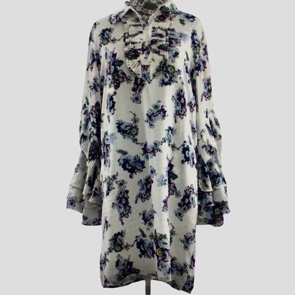 TOV Los Angeles Floral Ruffled Dress Bell sleeve S - Picture 6 of 6